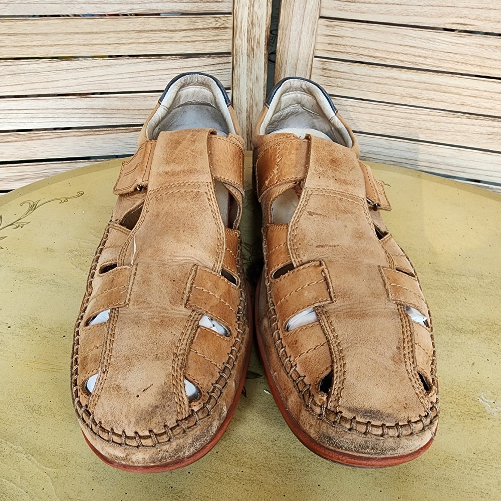 Pikolinos Sz 10 Tarifa Tan Leather Fisherman Sandals Comfort Walking Shoes